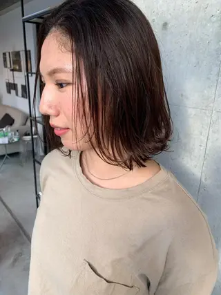 ミディアム カラー ピンクベージュ/新潟 万代/高橋桃葉🍑のヘアスタイル