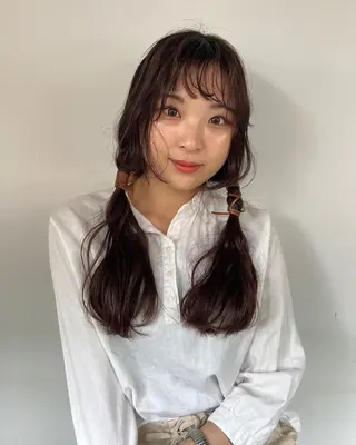 ロング カラー ヘアアレンジ レイヤー×初 パーマ|hinakoのヘアスタイル