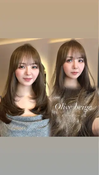 セミロング カラー ヘアアレンジ 顔周りcut/ 艶ワンカラー♥ちさきのヘアスタイル