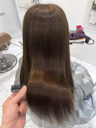 ロング カラー シールエクステ 赤み無し/透明感のヘアスタイル