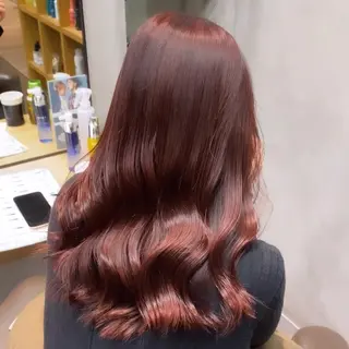 ロング 艶暖色カラー🍒 縮毛矯正ほののヘアスタイル