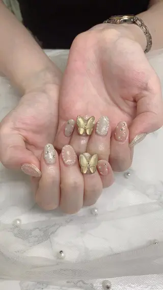 ネイル はな💎ネイル ワンホン、長さ出しのネイルデザイン