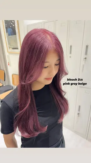 ロング カラー 韓国🇰🇷レイヤー 映える顔周り🩷のヘアスタイル