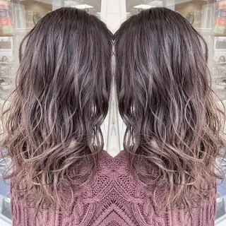 ミディアム カラー 縮毛/レイヤー 韓国/橋口のヘアスタイル