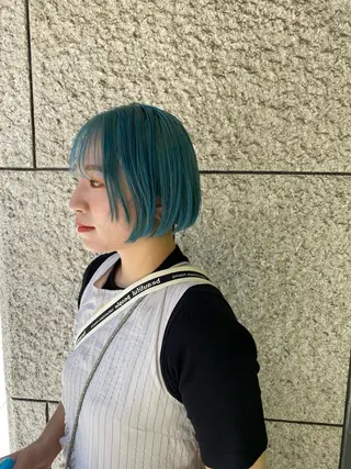 ミディアム カラー 平野恵/透明感カラー ブリーチ/ボブのヘアスタイル