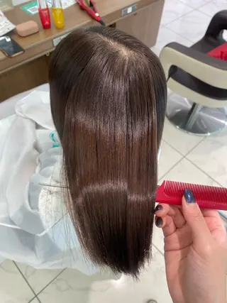 ミディアム パーマ 長妻莉央/縮毛矯正 髪質改善カラーのヘアスタイル