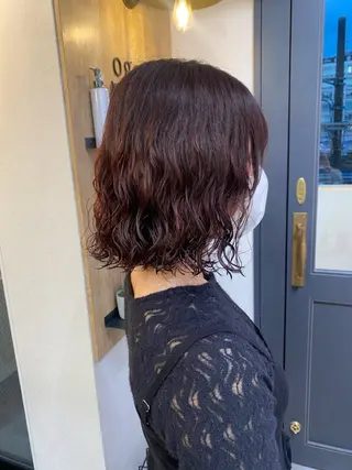 ミディアム 🖤🌀くるくる パーマ🌀🖤ayaのヘアスタイル