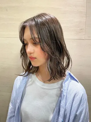 ミディアム カラー パーマ/ボブ/ ヘルシーカラー/風花のヘアスタイル