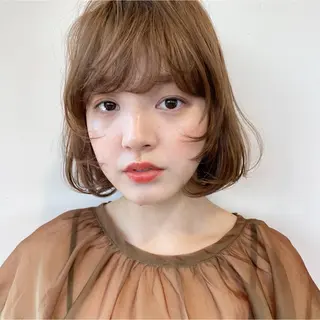 ミディアム カラー パーマ 似合わせヘア🤍 面田法子のヘアスタイル