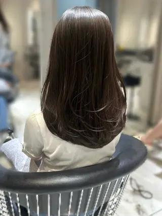 セミロング コテ巻き風パーマ💛 池袋のヘアスタイル