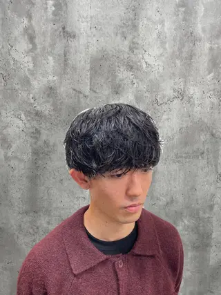 ショート パーマ メンズ 韓国ヘア/シャドウ パーマ大久保🇰🇷のヘアスタイル