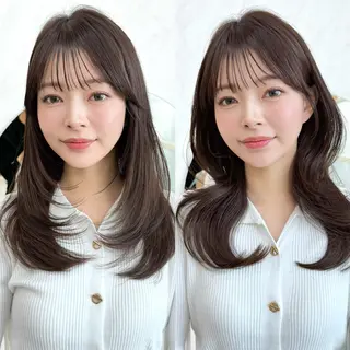 セミロング レイヤーカット/ 顔まわり/アオイのヘアスタイル