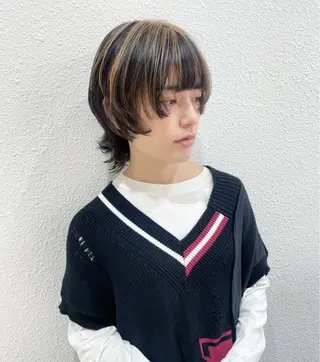 ミディアム カラー ハイトーン/レイヤー /ケアブリーチ石川治のヘアスタイル