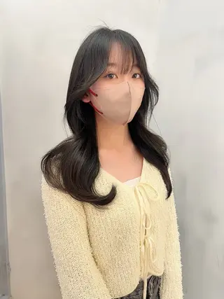 セミロング 韓国レイヤー/顔周り /縮毛矯正/羽田航のヘアスタイル