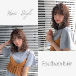 ミディアム カラー パーマ 顔周りレイヤー/ボブ 銀座✨中野まさひろのヘアスタイル