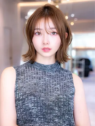 ミディアム カラー 渋谷/レイヤーボブ・ 韓国ボブ特化/楓のヘアスタイル