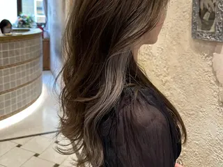 ミディアム ブリーチなしダブル カラー縮毛矯正 下野のヘアスタイル
