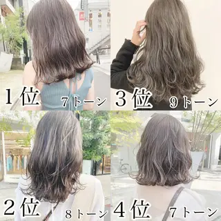 ミディアム カラー ネイル マツエク・マツパ ハイトーン&暗髪🔥 表参道二刀流マエダのヘアスタイル