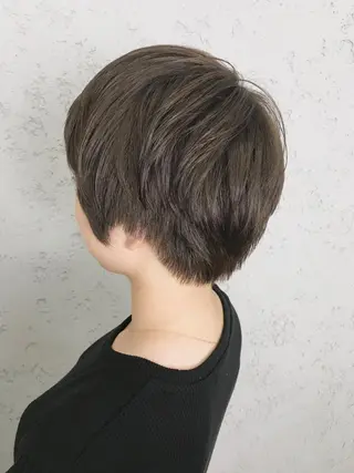 ショート カラー パーマ ヘアアレンジ 韓国ヘア✨グレージュ カラーasamiのヘアスタイル