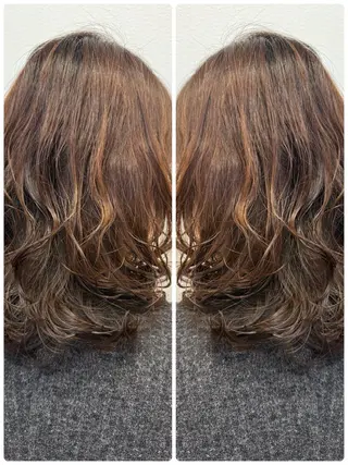 セミロング パーマ 艶カラー🕊️ ✴︎Yukari✴︎のヘアスタイル