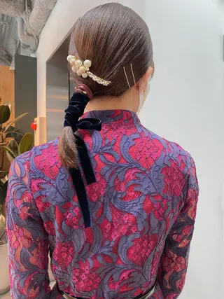 ミディアム カラー ヘアアレンジ ブリーチなしカラー/ 髪質改善/寺門束のヘアスタイル