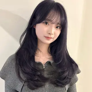 セミロング 🌹ハッシュカット、 レイヤー韓国ヘア🌹のヘアスタイル