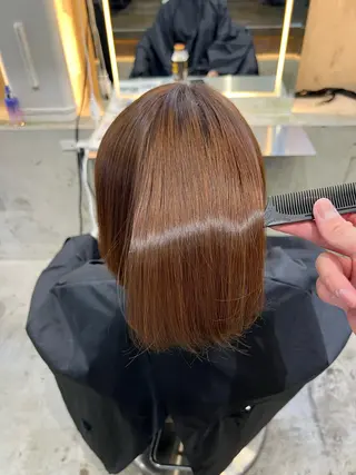 ショート カラー ボブ×縮毛矯正× 髪質改善/三ツ木一生のヘアスタイル