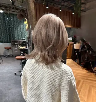 ミディアム カラー レイヤーブリーチ特化 ホワイト専門/岸のヘアスタイル