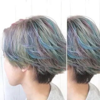 ミディアム カラー JuNブリーチに 縮毛矯正するプロのヘアスタイル