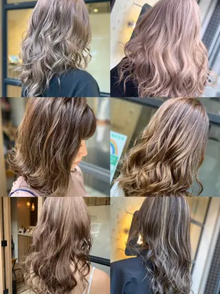 ミディアム カラー ヘアアレンジ 髪質改善×ハイトーン 中田啄也のヘアスタイル