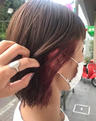 ショート カラー 暖色カラー🍊 ボブ🌿顔周りcutのヘアスタイル