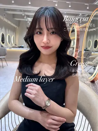 ミディアム ❤️ブリーチなし💚 ダブルカラー平野実花のヘアスタイル