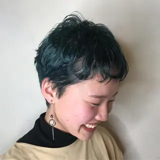 ショート カラー 似合わせカット ケアパーマ喜来雅由のヘアスタイル