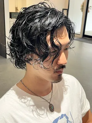 ミディアム パーマ メンズ Asher所属・浜松街中/駐車場有 マンツーマン小畑翔平のヘアスタイル