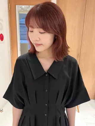 ミディアム カラー 似合わせぷつっとボブ 縮毛矯正 久保田彩菜のヘアスタイル