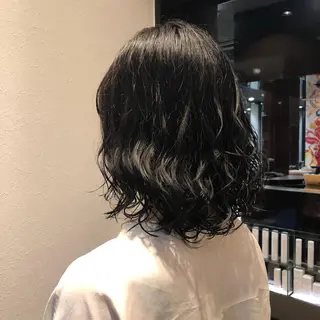 セミロング パーマ 杉田 竜希のヘアスタイル