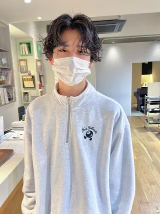 パーマ メンズ メンズパーマ/ ハイトーン/古川晴輝のヘアスタイル