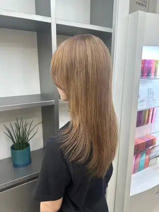 セミロング カラー パーマ ヘアアレンジ 暖色💖ツヤ髪💖 masae🌼のヘアスタイル