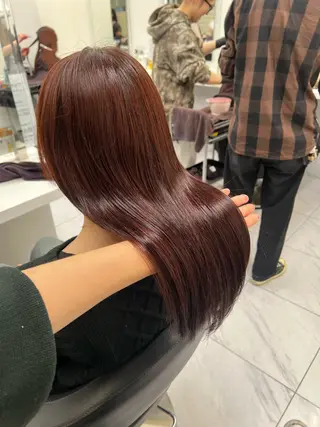 セミロング カラー 韓国レイヤーカット /ダブルカラーのヘアスタイル