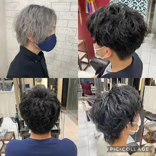 ショート パーマ メンズ ホワイト/店長/カラ ー講師/錦糸町/岩崎のヘアスタイル