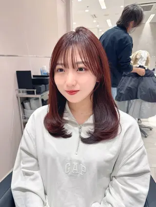 ミディアム カラー 韓国ヘア/レイヤー/ 顔まわり/りょーとのヘアスタイル