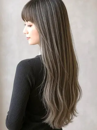 カラー ロング 似合わせカット/デ ザインカラー/阿部建のヘアスタイル