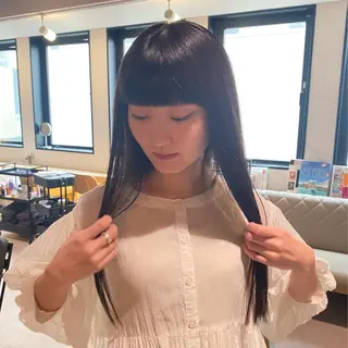 ロング 切りっぱなしボブ /銀座/ケンタロウのヘアスタイル