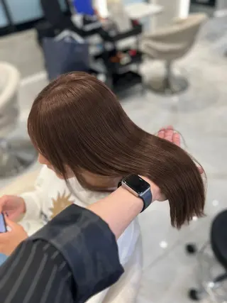 ロング カラー 縮毛矯正/グレージュ /表参道/小森波琉のヘアスタイル