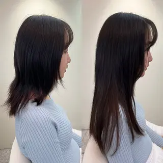 セミロング カラー エクステ ハイトーン 💭黒崎ハルカのヘアスタイル