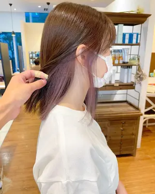 ミディアム カラー パーマ 髪質改善/ブリーチ 田代 龍我のヘアスタイル