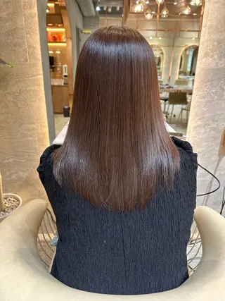 セミロング カラー ボブ/巻ける縮毛矯正 /韓国レイヤーはなのヘアスタイル