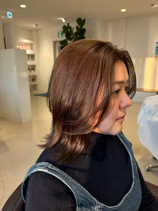 ミディアム 🎀調布仙川透明感オ リーブカラー干莉🎀のヘアスタイル