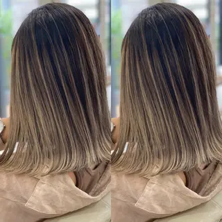 ミディアム カラー パーマ ヘアアレンジ メンズ キッズ ネイル マツエク・マツパ ハイライト、レイヤー カット/西梅田/中西のヘアスタイル