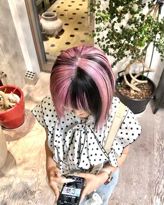 ミディアム 抜きっぱなしブロンド ササキカズマのヘアスタイル